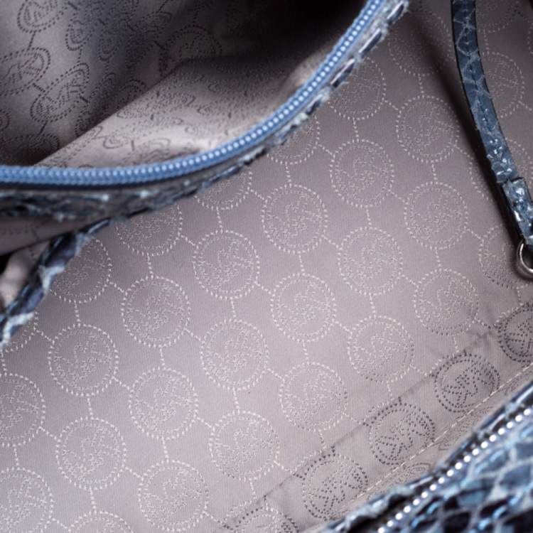 Pre Owned MICHAEL Michael Kors Blue Python Embossed Leather Large Selma Satchel