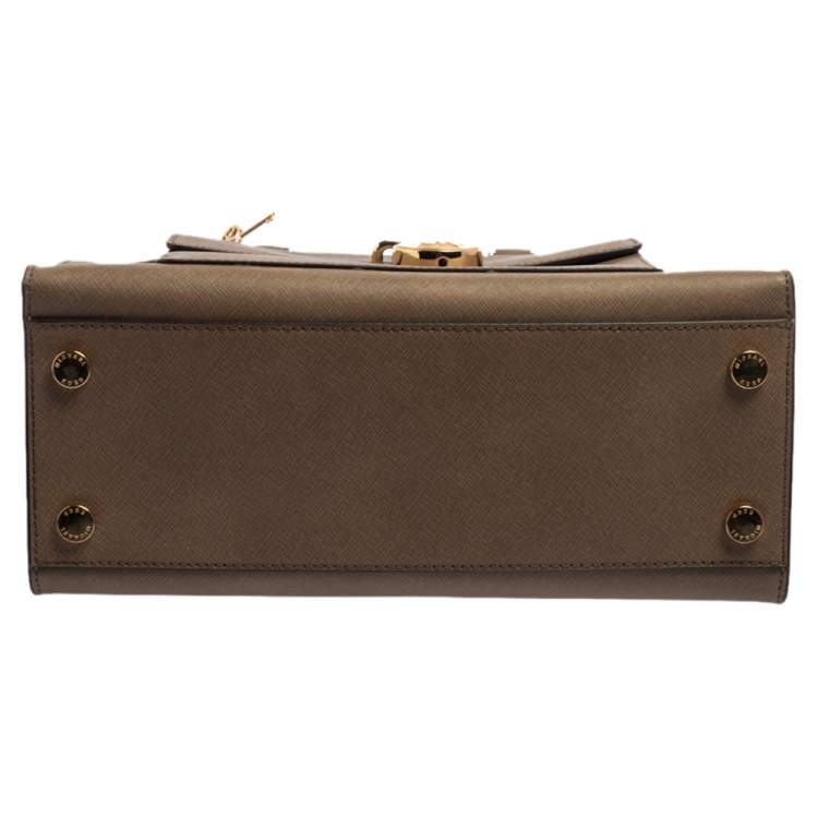 Pre Owned MICHAEL Michael Kors Dark Beige Leather Large Emma Satchel