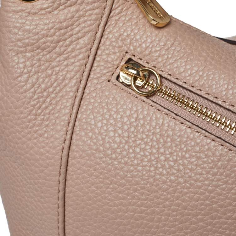 Pre Owned MICHAEL Michael Kors Beige Grained Leather Shoulder Bag