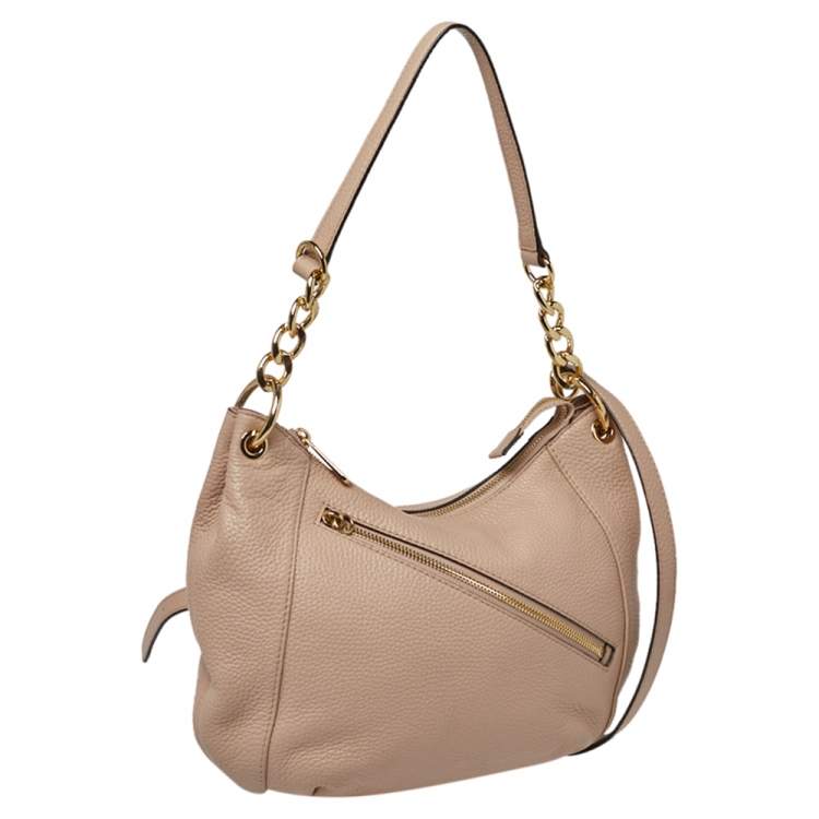 Pre Owned MICHAEL Michael Kors Beige Grained Leather Shoulder Bag
