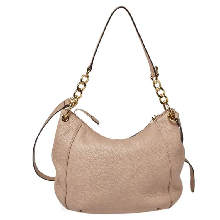 Pre Owned MICHAEL Michael Kors Beige Grained Leather Shoulder Bag