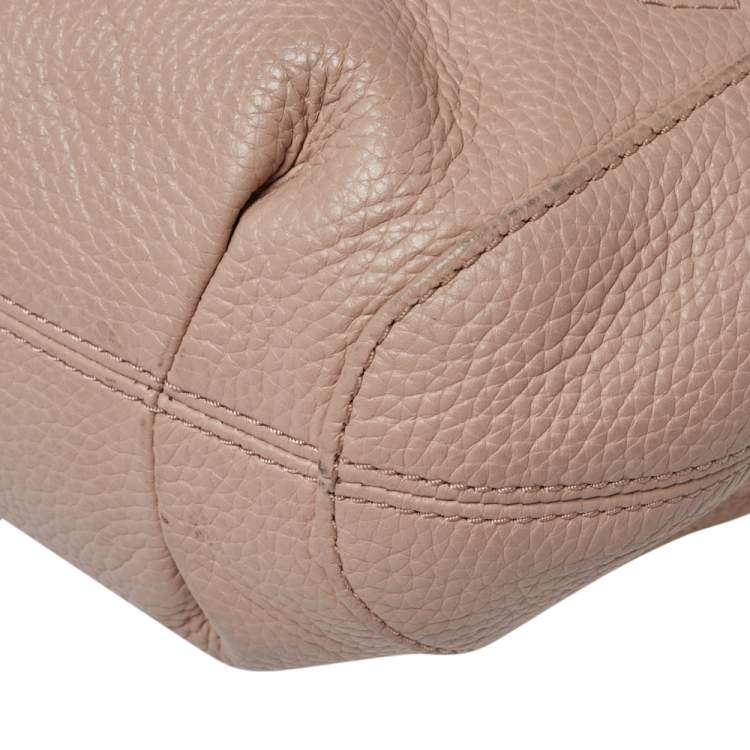Pre Owned MICHAEL Michael Kors Beige Grained Leather Shoulder Bag