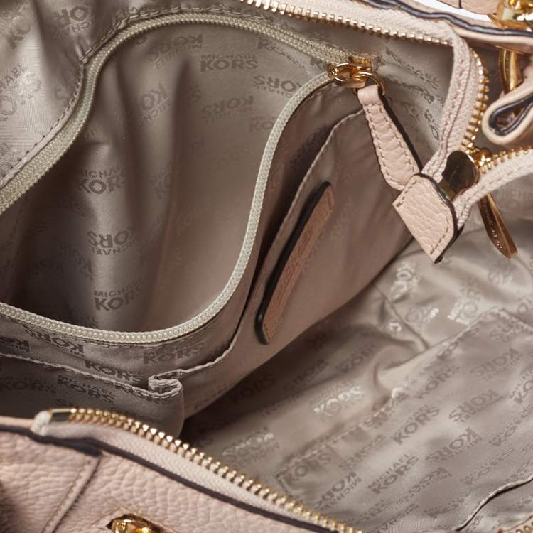 Pre Owned MICHAEL Michael Kors Beige Grained Leather Shoulder Bag