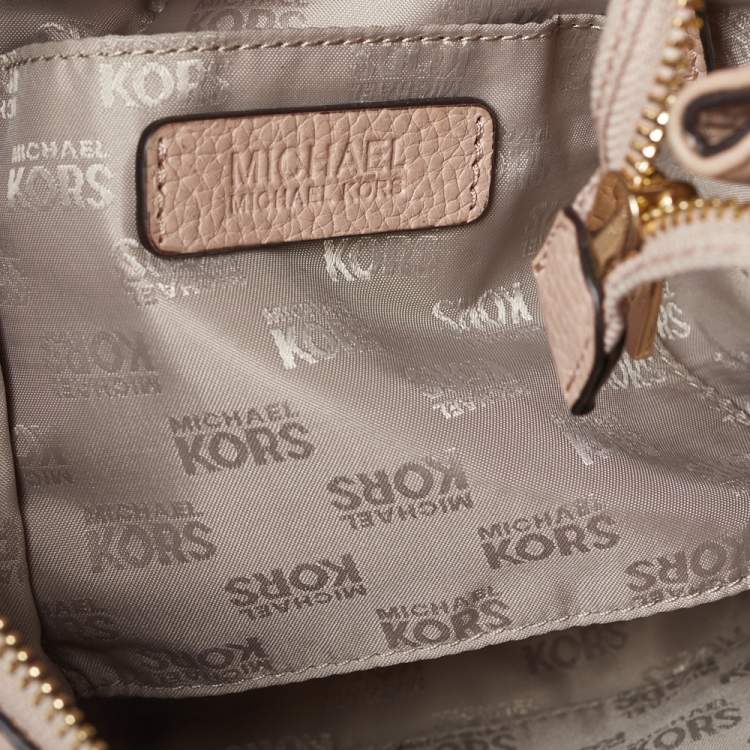 Pre Owned MICHAEL Michael Kors Beige Grained Leather Shoulder Bag