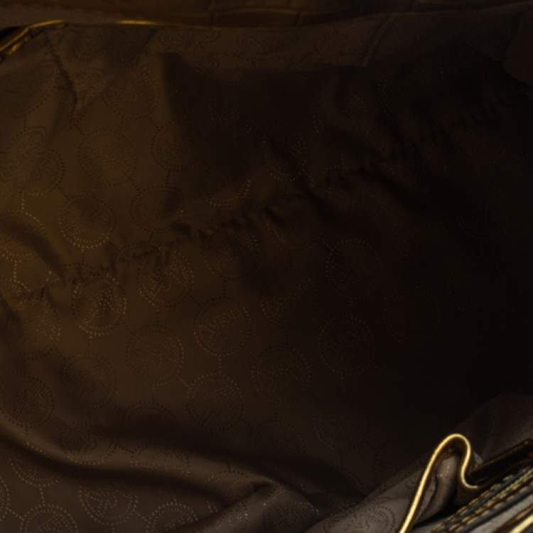 Pre Owned MICHAEL Michael Kors Gold Croc Embossed Patent Leather Large Hamilton North South Tote