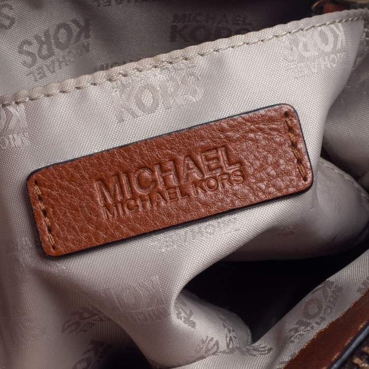Pre Owned MICHAEL Michael Kors Brown Signature Coated Canvas and Leather Florence Satchel