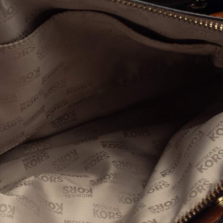 Pre Owned MICHAEL Michael Kors Brown Signature Coated Canvas and Leather Florence Satchel