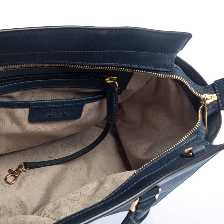 Pre Owned MICHAEL Michael Kors Navy Blue Leather Large Selma Satchel