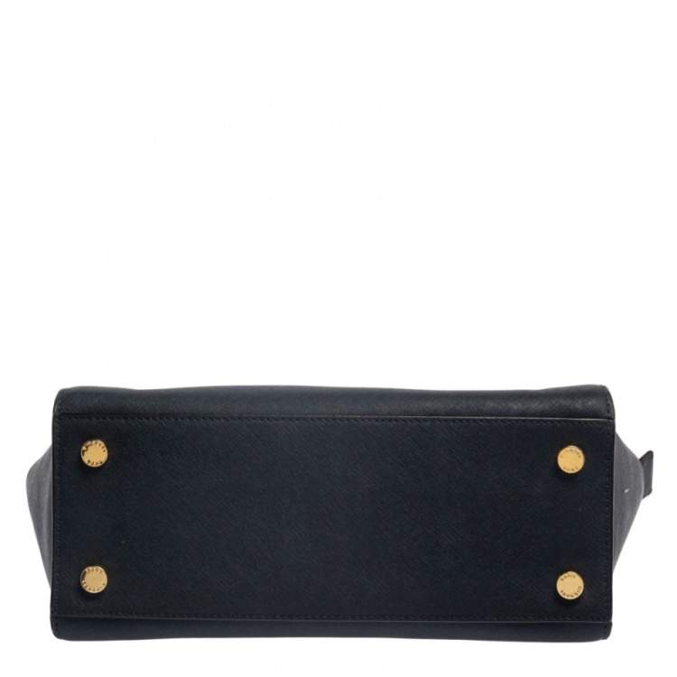 Pre Owned MICHAEL Michael Kors Navy Blue Leather Large Selma Satchel