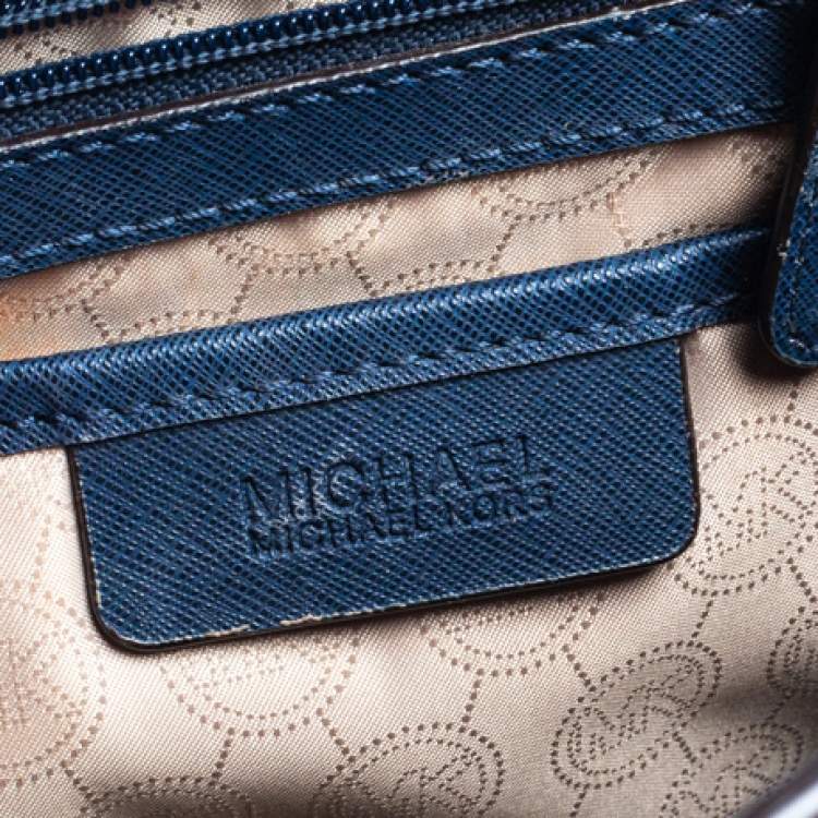 Pre Owned MICHAEL Michael Kors Navy Blue Leather Large Selma Satchel