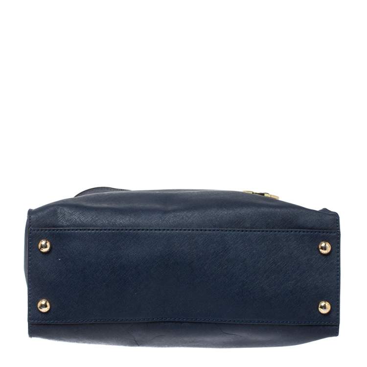 Pre Owned MICHAEL Michael Kors Navy Blue Leather Large Hamilton North South Tote