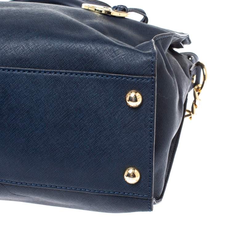 Pre Owned MICHAEL Michael Kors Navy Blue Leather Large Hamilton North South Tote