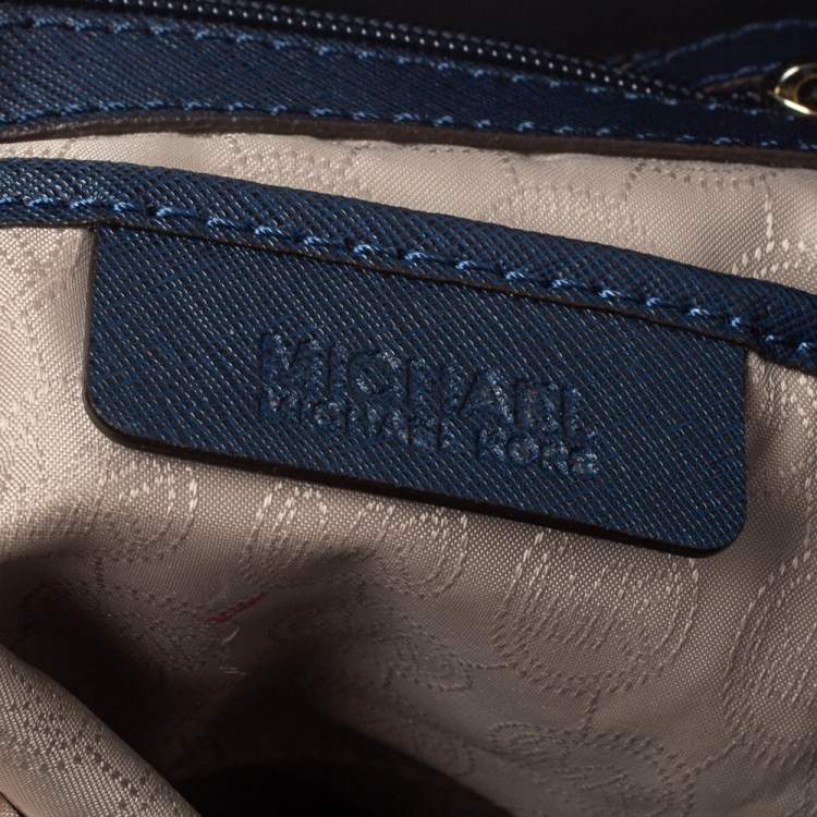 Pre Owned MICHAEL Michael Kors Navy Blue Leather Large Hamilton North South Tote