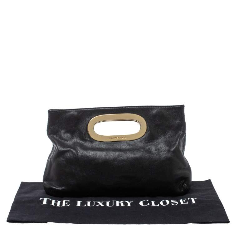 Pre Owned MICHAEL Michael Kors Black Leather Berkley Clutch