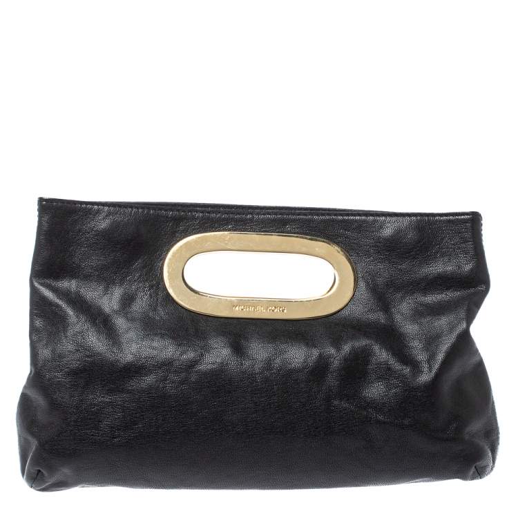 Pre Owned MICHAEL Michael Kors Black Leather Berkley Clutch
