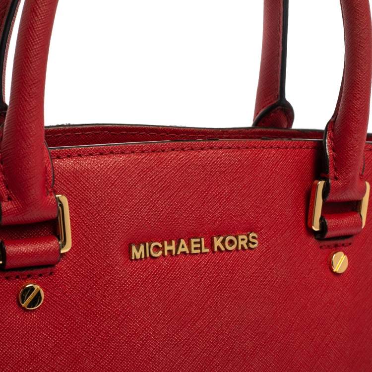 Pre Owned Michael Kors Red Leather Medium Selma Tote