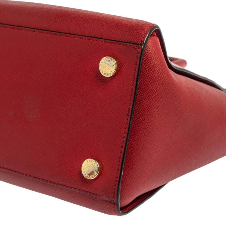 Pre Owned Michael Kors Red Leather Medium Selma Tote