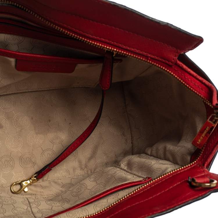 Pre Owned Michael Kors Red Leather Medium Selma Tote