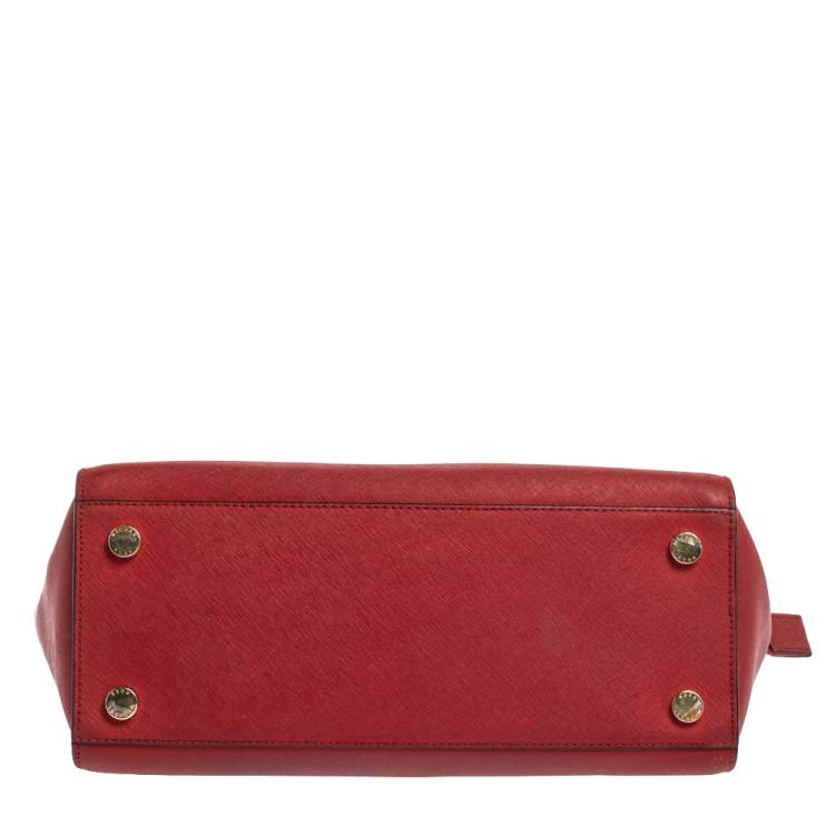 Pre Owned Michael Kors Red Leather Medium Selma Tote