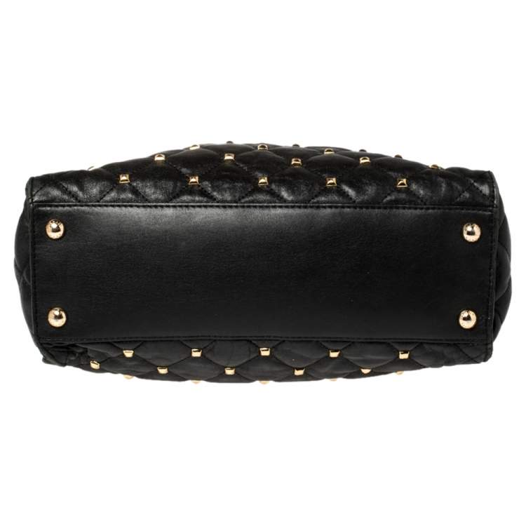 Pre Owned MICHAEL Michael Kors Black Studded Quilted Leather Large Hamilton North South Tote