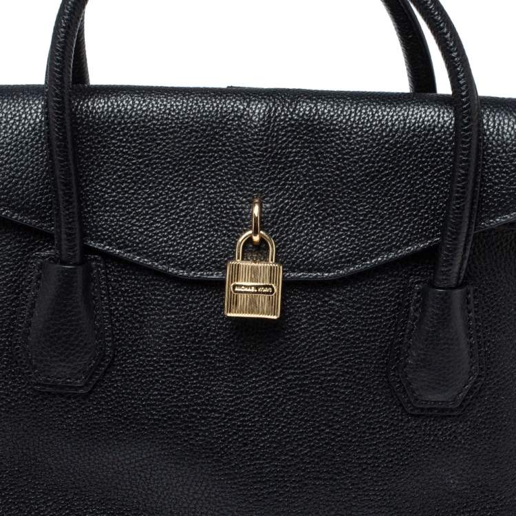 Pre Owned MICHAEL Michael Kors Black Leather Large Mercer All In One Tote