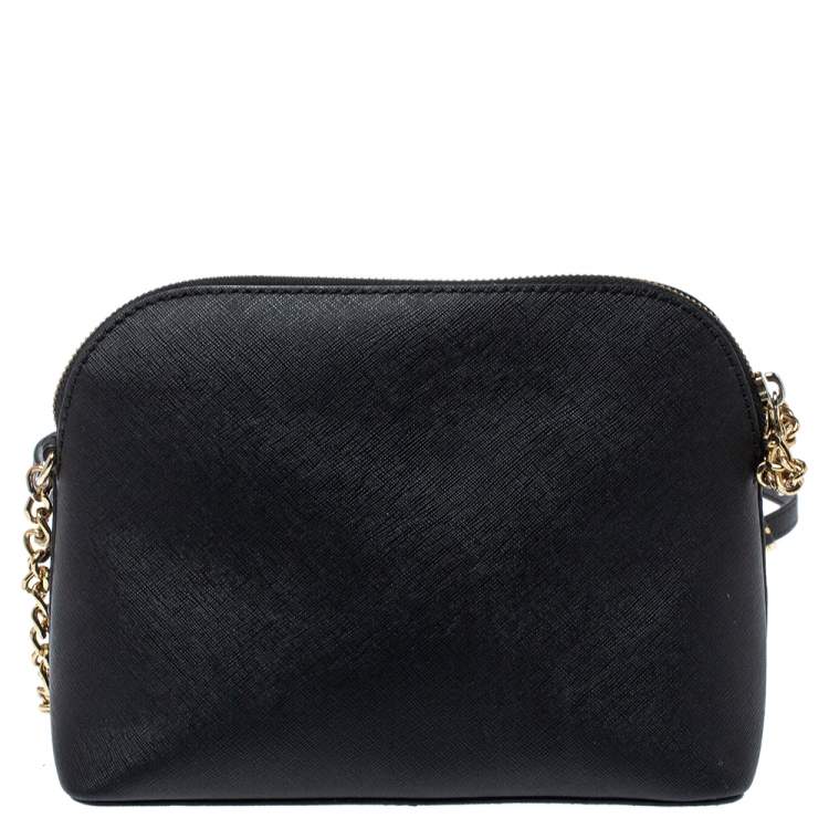 Pre Owned MICHAEL Michael Kors Black Leather Medium Cindy Dome Crossbody Bag