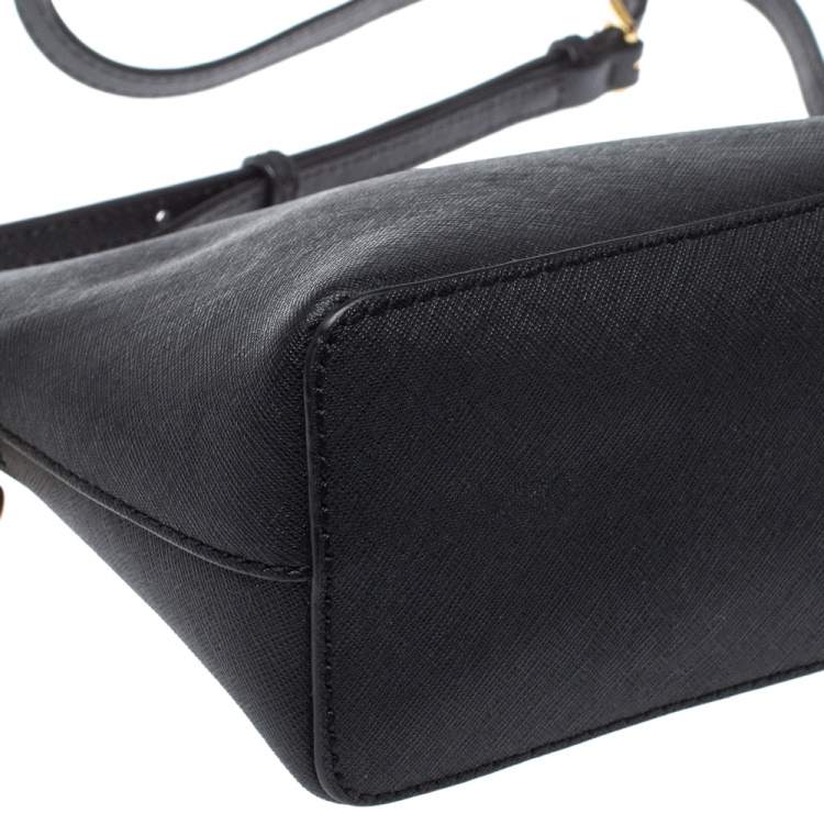 Pre Owned MICHAEL Michael Kors Black Leather Medium Cindy Dome Crossbody Bag