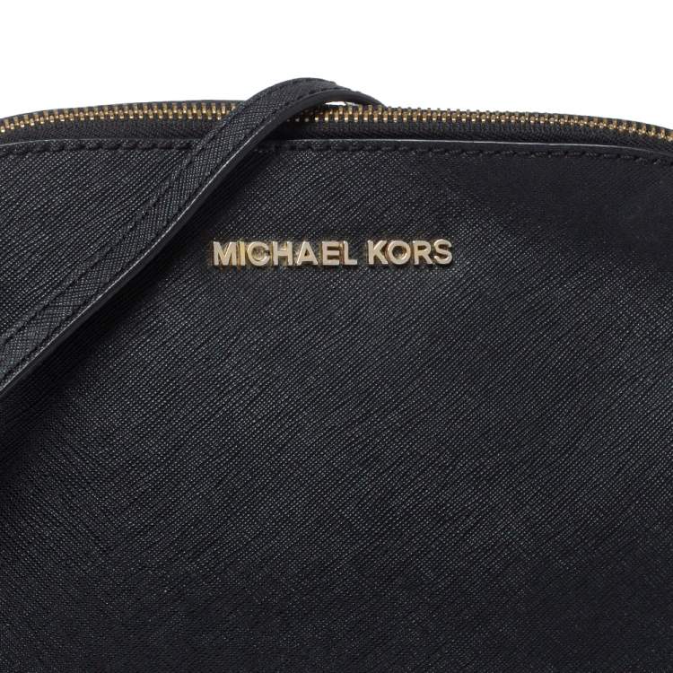 Pre Owned MICHAEL Michael Kors Black Leather Medium Cindy Dome Crossbody Bag