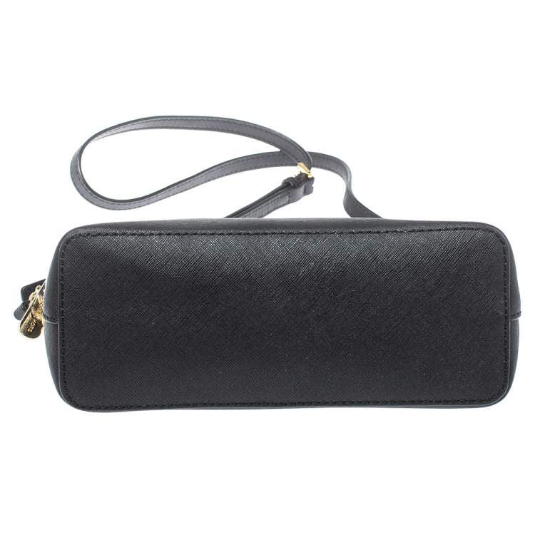 Pre Owned MICHAEL Michael Kors Black Leather Medium Cindy Dome Crossbody Bag