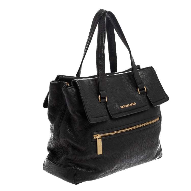 Pre Owned Michael Kors Black Leather Mackenzie Tote