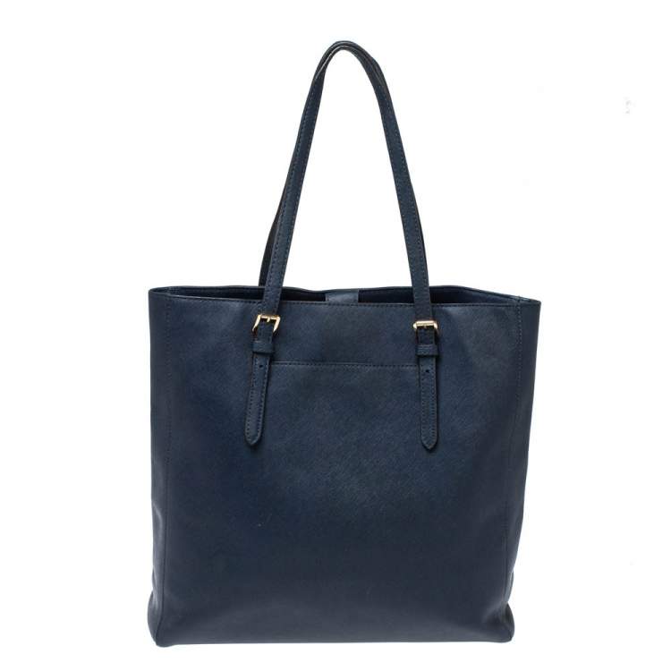 Pre Owned MICHAEL Michael Kors Navy Blue Leather Jet Set Tote