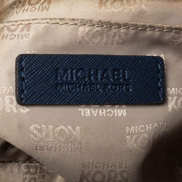 Pre Owned MICHAEL Michael Kors Navy Blue Leather Jet Set Tote