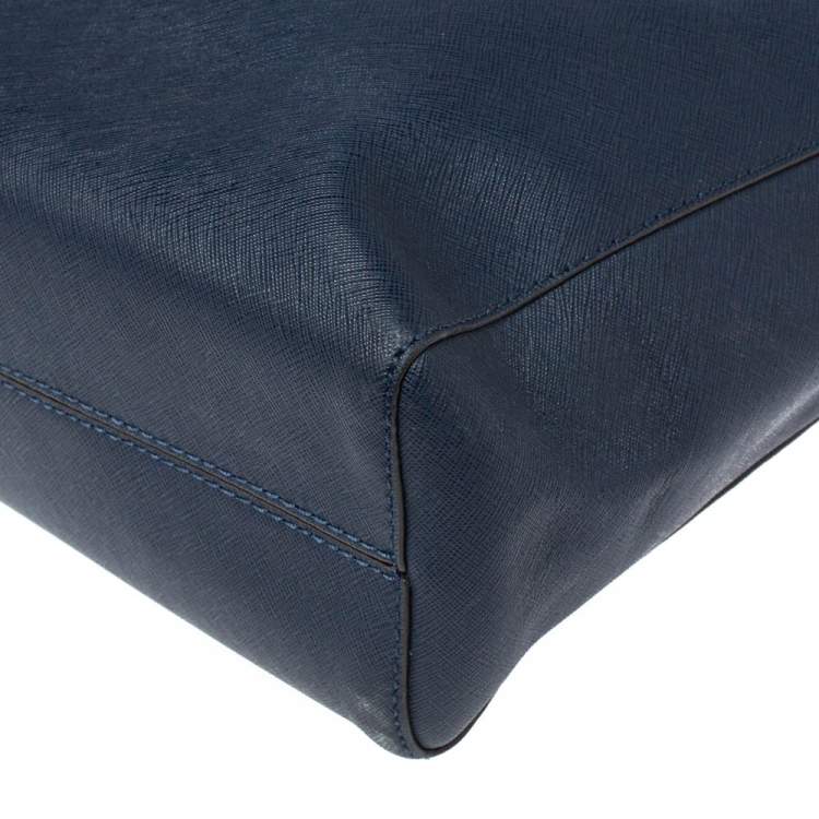 Pre Owned MICHAEL Michael Kors Navy Blue Leather Jet Set Tote