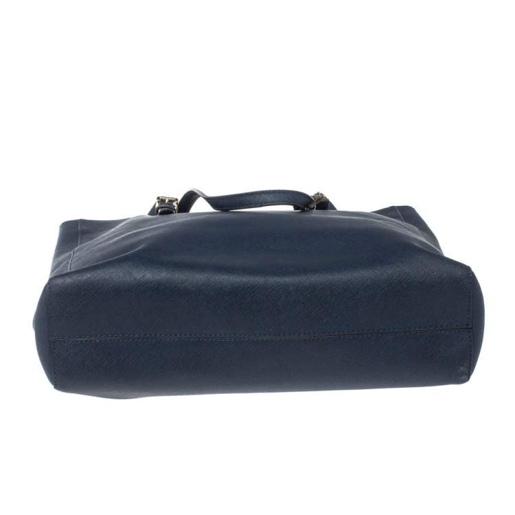 Pre Owned MICHAEL Michael Kors Navy Blue Leather Jet Set Tote