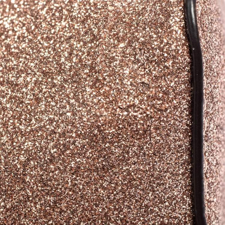 Pre Owned MICHAEL Michael Kors Rose Gold Glitter Medium Cindy Dome Crossbody Bag