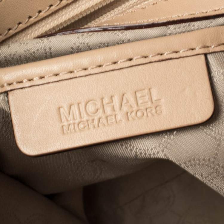 Pre Owned MICHAEL Michael Kors White Signature Coated Canvas and Leather Jet Set East West Tote