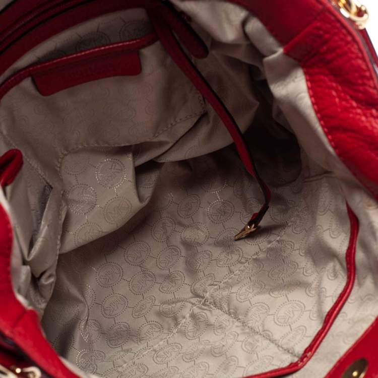 Pre Owned MICHAEL Michael Kors Red Soft Leather Buckle Strap Tote