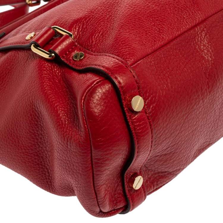 Pre Owned MICHAEL Michael Kors Red Soft Leather Buckle Strap Tote