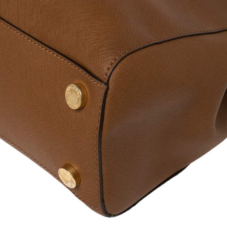 Pre Owned MICHAEL Michael Kors Brown Saffiano Leather Double Zip Tote