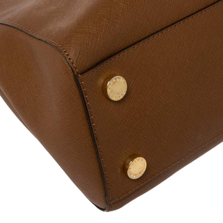 Pre Owned MICHAEL Michael Kors Brown Saffiano Leather Double Zip Tote
