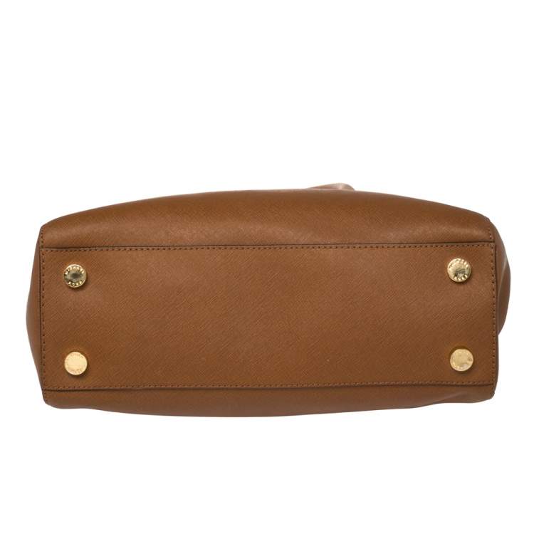 Pre Owned MICHAEL Michael Kors Brown Saffiano Leather Double Zip Tote