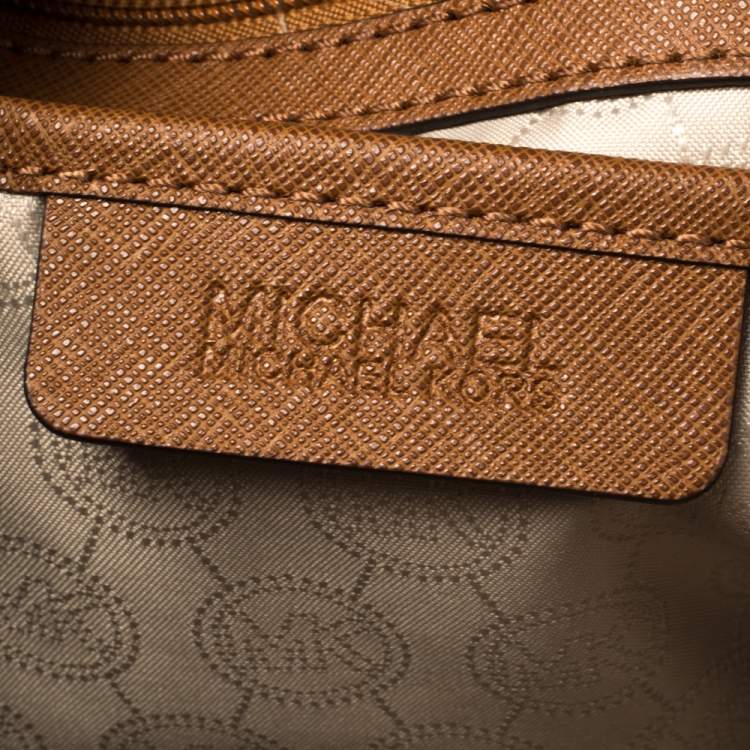 Pre Owned MICHAEL Michael Kors Brown Saffiano Leather Double Zip Tote