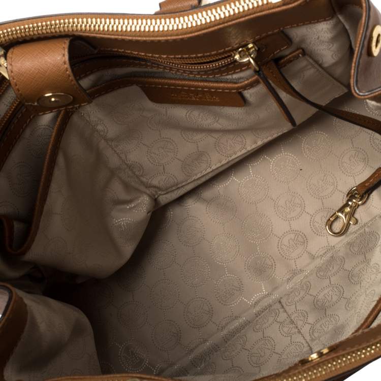 Pre Owned MICHAEL Michael Kors Brown Saffiano Leather Double Zip Tote