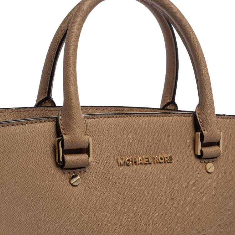 Pre Owned MICHAEL Michael Kors Beige Leather Large Selma Tote