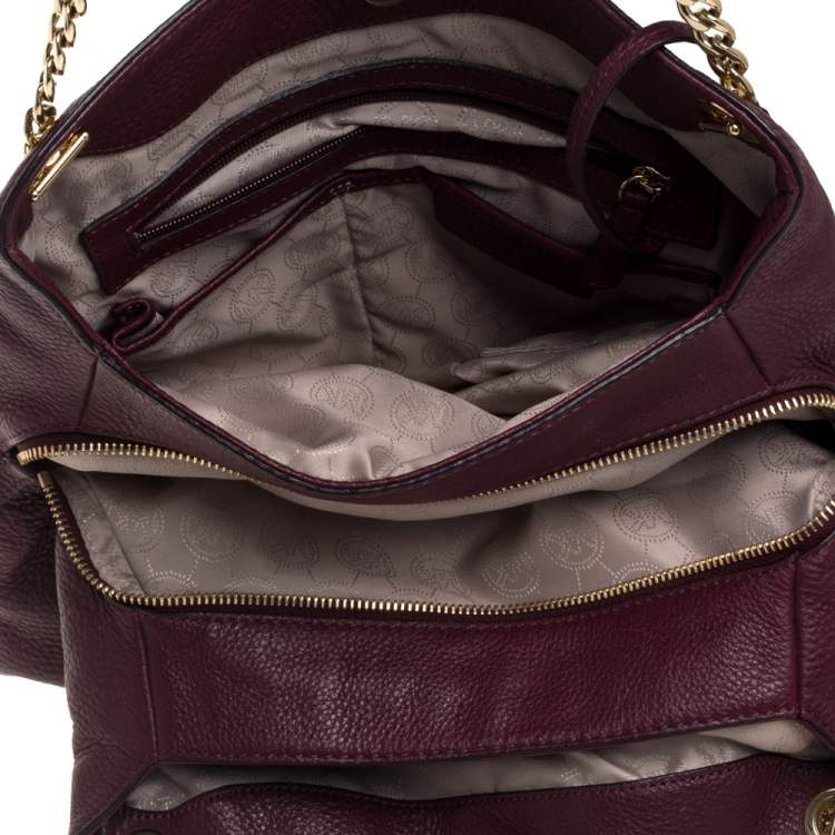 Pre Owned MICHAEL Michael Kors Burgundy Leather Jet Set Chain Shoulder Bag