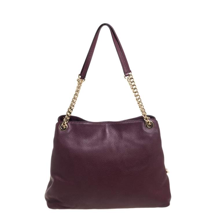 Pre Owned MICHAEL Michael Kors Burgundy Leather Jet Set Chain Shoulder Bag