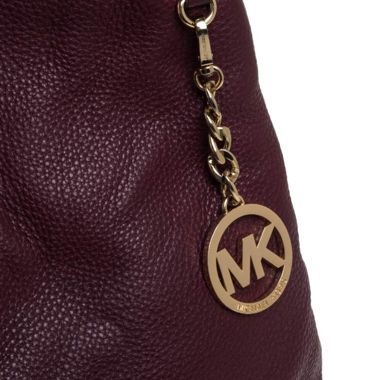 Pre Owned MICHAEL Michael Kors Burgundy Leather Jet Set Chain Shoulder Bag