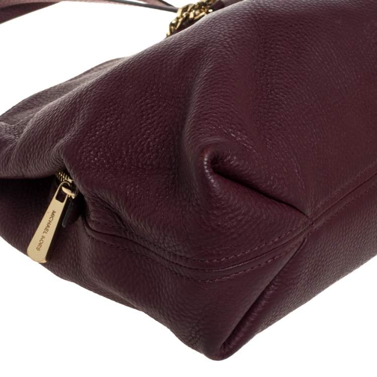Pre Owned MICHAEL Michael Kors Burgundy Leather Jet Set Chain Shoulder Bag