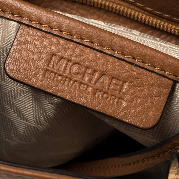 Pre Owned MICHAEL Michael Kors Brown/Beige Leather Bedford Tote