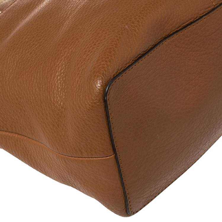 Pre Owned MICHAEL Michael Kors Brown/Beige Leather Bedford Tote
